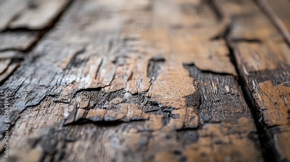 Poster detailed closeup of weathered wood plank showing textures of time and craftsmanship : generative ai