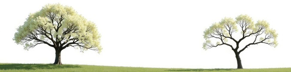 Fototapeta premium Isolated tree branches against a pure white background, landscape, simplicity, organic