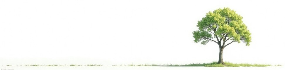 Fototapeta premium Simple isolated tree against a bright white background, white, forest, solitary