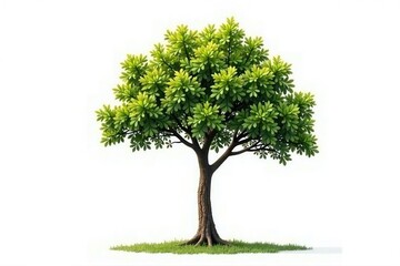 Simple tree isolated on white background with branches stretching upwards, leaf, earthy