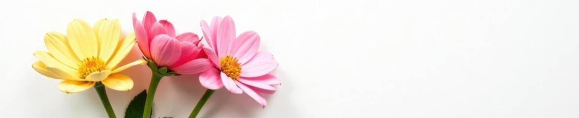 Naklejka premium Simple yet elegant arrangement of flowers on white, minimalist, bouquet