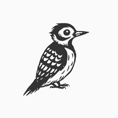 Woodpecker Cartoon Cute Bird. cartoon illustration cool cute happy woodpecker Sketch vintage vector illustration