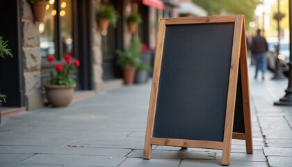 "Cafe sidewalk chalkboard sign mockup with a customizable message."