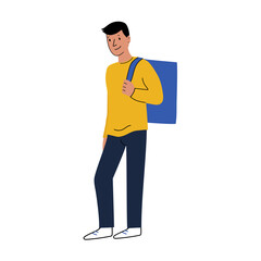 Delivery courier man. Safe delivery of goods concept. vector people character illustration.