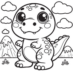 Cute T-Rex Coloring page for kids