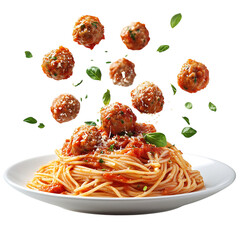 Spaghetti with Meatballs Isolated on Transparent Background