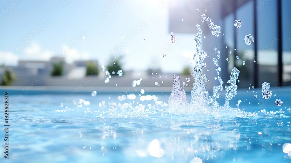 Leinwandbilder crystal clear water splashes creating mesmerizing droplets in the sunlight pool : generative ai