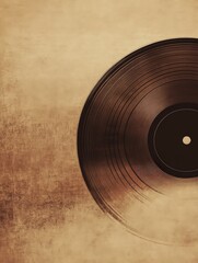 Vintage Vinyl Record Detail on Grunge Background, Symbolizing Nostalgia and Music History. Perfect for album covers, music blogs, retro designs, and vintage-themed projects.