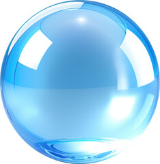 Blue glass sphere with reflective surface