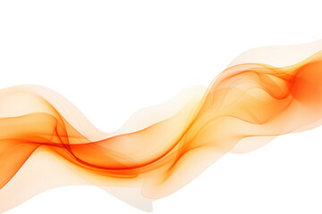 A soft, glowing orange smoke trail flowing smoothly across the white background