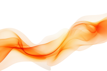 A soft, glowing orange smoke trail flowing smoothly across the white background