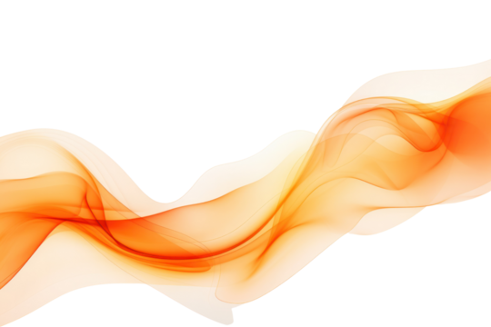 A soft, glowing orange smoke trail flowing smoothly across the white background