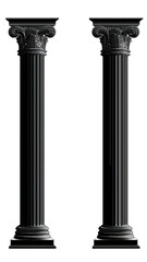 Obraz premium Classic Black Roman Columns Isolated on White Background for Architectural Design