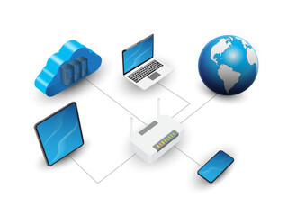 Cloud computing concept. Global networking.