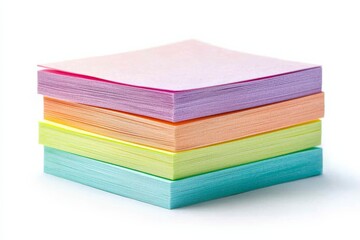 Fototapeta premium Bundle of colorful sticky notes stacked on a white background