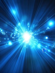Obraz premium Radiant blue light streaks emanating from a central point creating a dynamic and energetic abstract design with a futuristic digital vibe