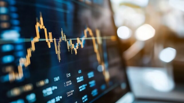 Financial market analysis with digital display showing stock trends and price changes : Generative AI - Powered by Adobe