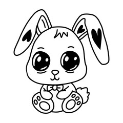 A cute baby rabbit with big eyes sitting calmly