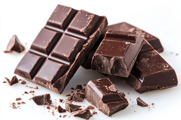 Assorted Pieces of Dark Chocolate on White Surface