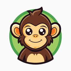 Obraz premium Cheerful Cartoon Minimalist digital drawing woodland chimpanzee Vector Hand Drawn Illustration Isolated On Transparent Background