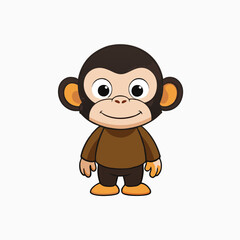Obraz premium Cute Cartoon happy chimpanzee For minimalist head logo, Icon, element. Vector illustration