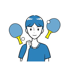 卓球部・卓球・部活を頑張る男子学生（背景なし・シンプル）