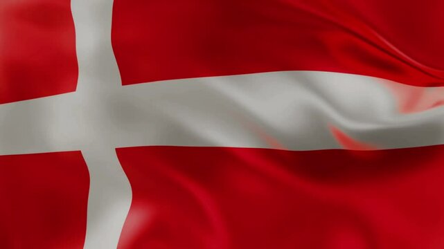 Footage of full frame 3d waving flag of denmark isolated