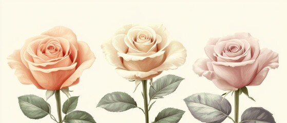 Elegant pastel roses in soft focus on a bright background creating a romantic and serene floral arrangement ideal for backgrounds