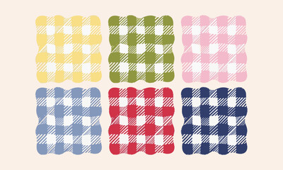 Modern vector-style illustration of four gingham plaid patterns, easily editable