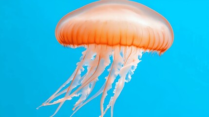 Orange Jellyfish in Blue Water