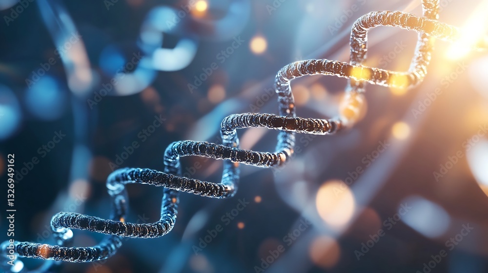 Poster intricate 3d molecular structure representing dna showcasing scientific advancement : generative ai