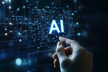 AI Integration in Virtual Reality- Glowing Data Connections and Interactive Digital Icons