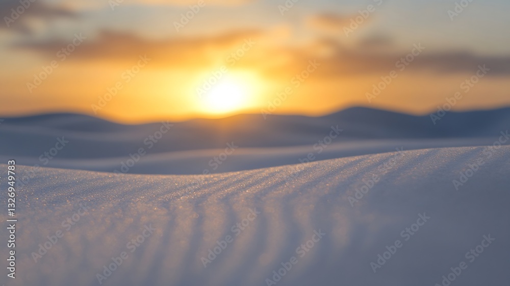 Aufkleber soothing sunset over a sand dune landscape with gentle waves of texture creating shadows : generativ