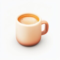 Fototapeta premium White ceramic coffee mug with foam on a light background.