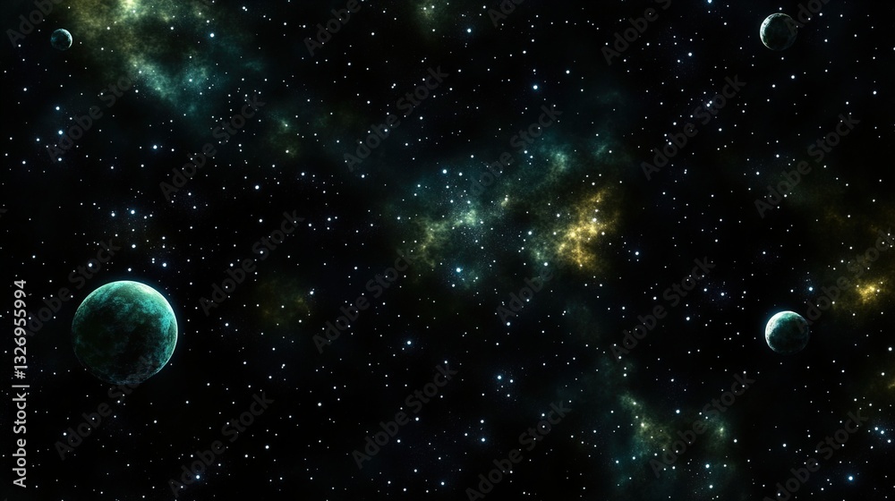 Wall mural exploring the wonders of deep space with distant planets and twinkling stars