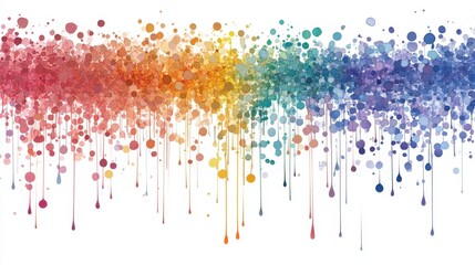 Vibrant Watercolor Cascade Abstract Art with Drip Effect on White Background for Creative Designs