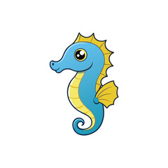 Fototapeta premium Seahorse cartoon character Vector. cartoon orange seahorse isolated on white background. Vector doodle style illustration