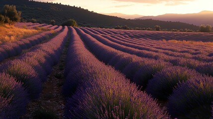 Lavender Field Landscape: Endless Blooms Under the Sun