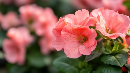 Obraz premium Beautiful Pink Begonia Flowers Blossoming with Soft Focus in Natural Environment : Generative AI
