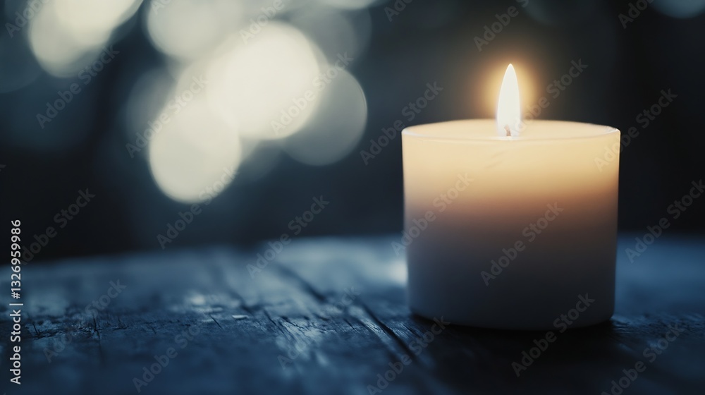 Fototapete candle light glowing softly on wooden table creating warm and inviting atmosphere for relaxation and