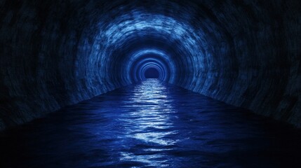 Naklejka premium Mysterious Underwater Tunnel: A Journey into the Deep Blue