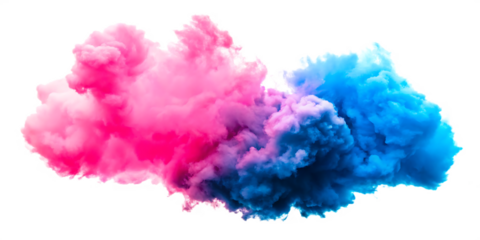  pink and blue clouds isolated on white background. PNG