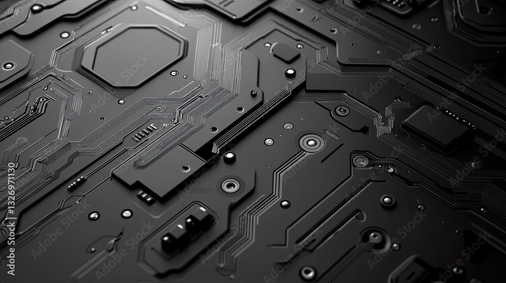 Poster abstract black circuit board texture background