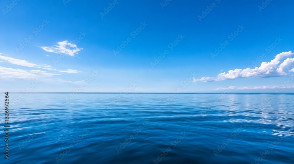 Poster tranquil ocean view with a stunning blue sky and gentle waves : generative ai
