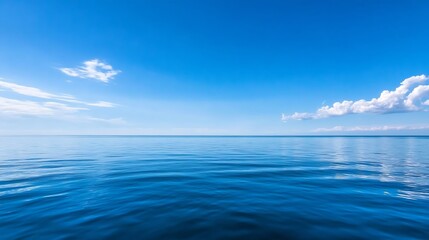 Obraz premium Tranquil ocean view with a stunning blue sky and gentle waves : Generative AI