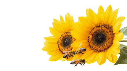 Naklejka premium Vibrant Sunflowers Blooming in Summer Countryside Landscape