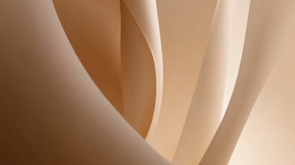 Abstract Beige Paper Curves with Soft Lighting Creating Minimalist Texture