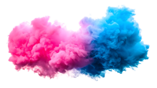  pink and blue clouds isolated on white background PNG , AI GENERATED