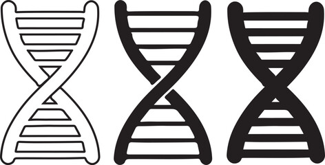 Variant type DNA stroke line art and filled icon vector illustration design.
