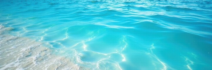 Obraz premium Stylized blue sea and beach banner with abstract ripple effect , background, summer